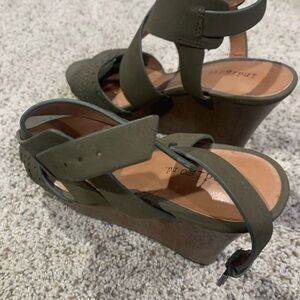Indigo Olive Green Wedge Sandals